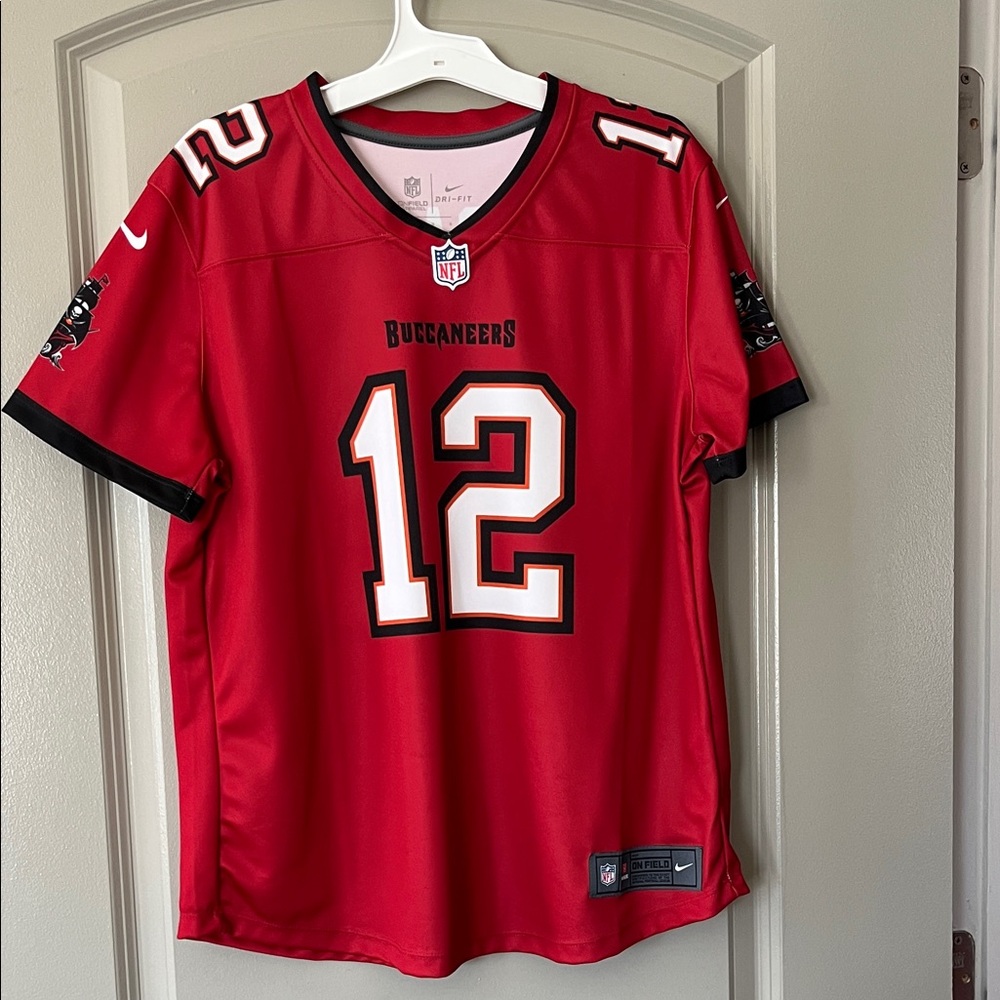Tom Brady Nike Red Buccaneers #12 Football Jersey - Black & White Accents